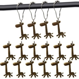 Set of 12 Decorative Giraffe Shower Curtain Hooks Rings Cute Animal Decor