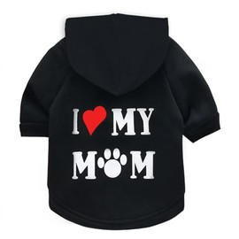 Izefia Hoodies for Dogs Dog Hoodies for Small Dogs Clothes I Love My Mother Fleece Jumper Winter Sweatshirt Warm Cotton Dog Hoodies for Small Dog Cat
