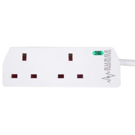 PRO ELEC PRO ELEC PELB1951 2 Gang Surge Protected Extension Lead White, 10m