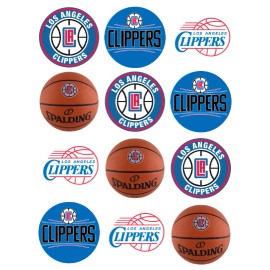 Unbranded Los Angeles Clippers Edible Image Toppers. Edible Round Pre Cut Stickers. - 15 circles 2.0"
