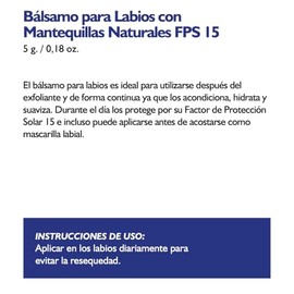 Bálsamo para Labios con Mantequillas Naturales, FPS 15, Hidratante y Suavizante, 5 g