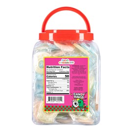 110 Individually Wrapped Candy Rings, Bulk Candy Ring Tub Great for Christmas Stocking Filler, In 6 colors, Fun Kids & Retro Candy for Goodie Bags and Party Favors by 4YoreElves