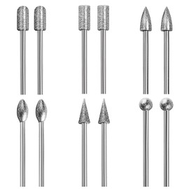 12 Piece Sculpture Polishing Set Accessories for Rotary Tools, Carbide Burr Set, for Drill, Grinding, Carving, Metal Polishing, Engraving, DIY Woodworking, Engraving and Drilling, 6 Shapes