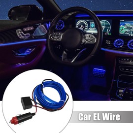 X AUTOHAUX 4 Meter/13ft Neon Glowing EL Wire Strip Blue Light for Car Interior