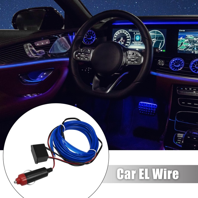 X AUTOHAUX 4 Meter/13ft Neon Glowing EL Wire Strip Blue