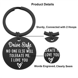 iJuqi Drive Safe Keychain Boyfriend Gift - Valentine's Day Gifts for Him Men Funny New Driver Keyring Cute Boyfriend Husband Gifts from Girlfriend Wife