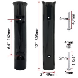 ISURE MARINE Boat Pole Side Mount Rod Holder Bracket Wall Mounted Fishing Tool Holder Tube 6 Rod Rack Plastic PP with Screws Side-Mount (Black)