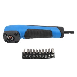 Right Angle Drill Adapter Hex Interface Electric Screwdriver Corner Attachment with Magnetic Bit Set Blue
