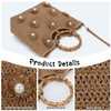 SUKUTU Flower Pearls Straw Tote Bag for Women Summer Beach