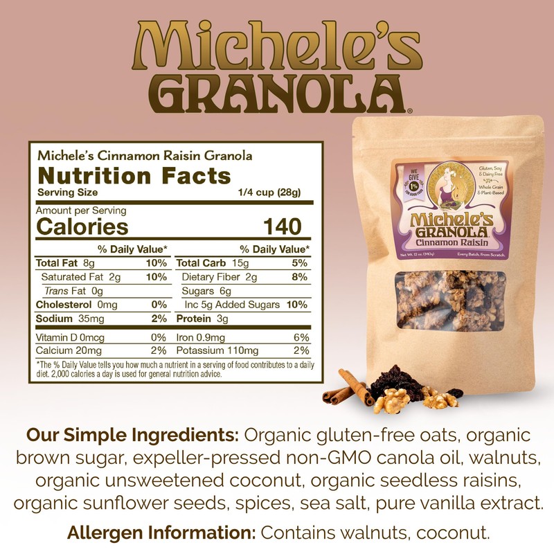 Michele's Granola - Cinnamon Raisin - Handmade Non-GMO Whole Grain