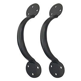 Maa Kamakhya Hardware 8″ Daruka Black Antique Iron Hand Forged Door and Cabinet Pull (Black Powder Coated Finish) - Supplied as 2 Piece Per Pack