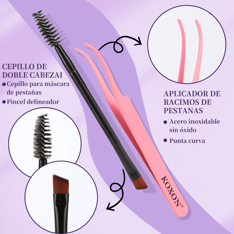 140pzs Kit De Extensiones Pestañas Raíces Curvaturad 8-18mm