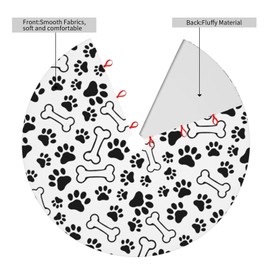 Christmas Tree Skirt 48 Inch Dog Paw Print Holiday Decorations for Festive Party Indoor Outdoor Xmas Ornaments