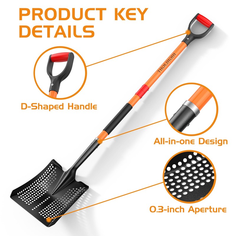 HIGHLIGHT Sifting Shovel, Heavy Duty Metal Sand Sifter for Beach,