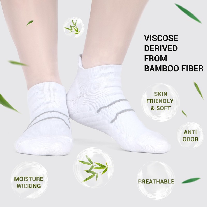 WeciBor Womens Bamboo Trainer Running Socks, Low Cut Cushioned Breathable