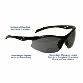 Unbranded +2.50 Diopter Bifocal Safety Glasses: Smoke Grey Lenses
