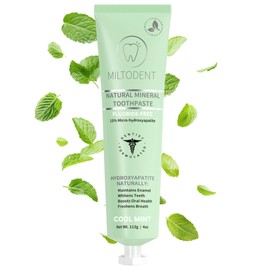 MILTODENT Premium Hydroxyapatite Toothpaste – 15% Micro-Hydroxyapatite | Fluoride-Free, Best Taste, Foam-Free, Natural Mineralizing | Safe Alternative to Nano-Hydroxyapatite | SLS-Free & Natural 4oz
