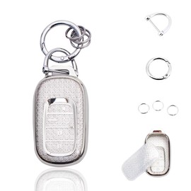 Vehicleloong Key Fob Cover Case Shell Keychain for Honda Accord Civic CRV CR-V HRV HR-V Pilot 2022 2023 2024 2025 Sport SI EX EX-L Touring Accessories Accessory Girly Women 5 Button, Silver White, TPU