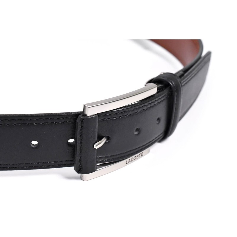 Lacoste LB67865 Men's Casual Belt, Cowhide Leather, Black