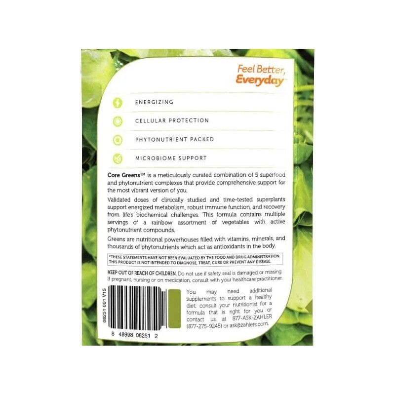 Zahler Superfood Core Greens, Plant-Based Powder Supplement, Spirulina,