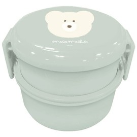 Coolia 695058 Mokomoka Antibacterial Round 2-Tier Lunch Box, Cream