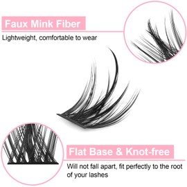 Fenshine Cluster Lashes Individual Lashes Wide Stem C/D Curl 9-15 mm Length DIY Eyelash Extension Individual Soft False Lashes for Personal Use at Home (Mix 9-15 mm, D Curl Spire Wheat Style)