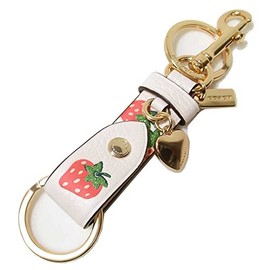 Coach CB613 IMCHA Women's Key Ring, Strawberry, Heart Charm, Trigger Snap, Outlet, white