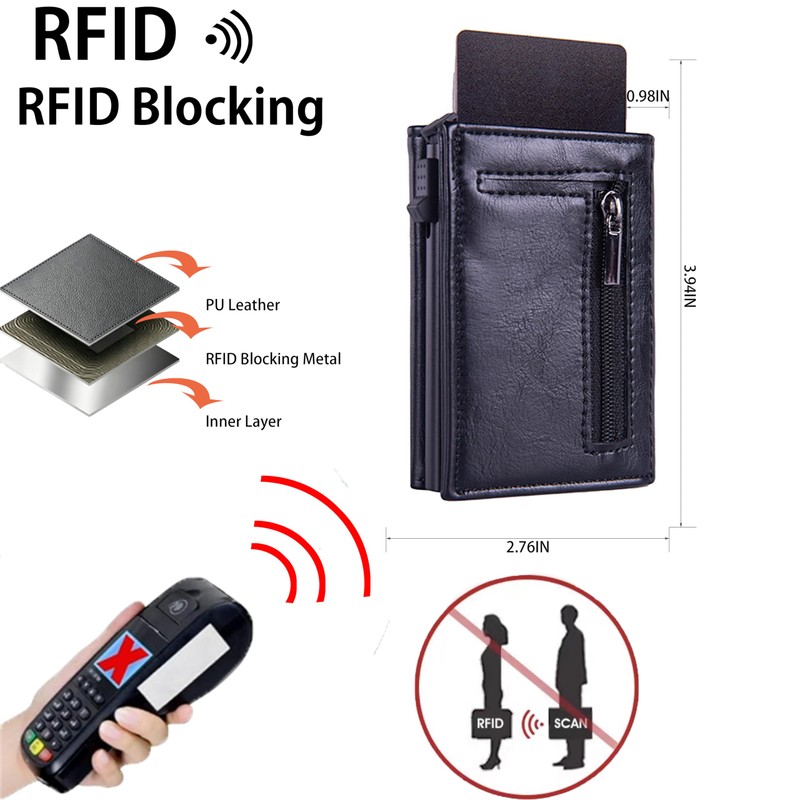 YLUEAWP Wallet for Men, RFID Blocking, Slim Pop-Up Card Holder,