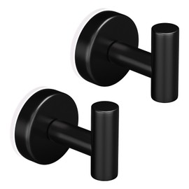 WUIVIUT Suction Cup Hooks for Shower T Shape Stainless Steel Hooks for Hanging No Drilling Heavy Duty Suction Cups Shower Wall Towel Hook Reusable Hook for Glass Window（ 2 Pack Black）