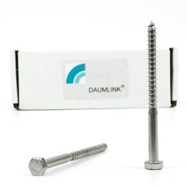 DAUMLINK® 25 hexagon wood screws made of rust-proof stainless steel DIN 571 (pack of 25) for secure attachments in wood construction (M6 x 80 mm)