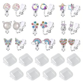 CYUaoao 9 Paar Ohrclips Mädchen Hypoallergene Clip Ohrringe Mädchen mit Gummistopper Clip on Ohrringe Ohne Ohrloch Kinder Schmuck für Kinder Mädchen