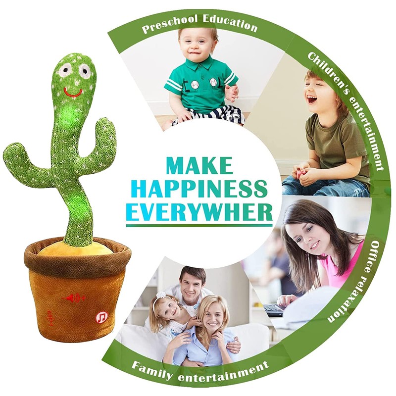 seOSTO Talking Cactus Toy with 10 Children's Rhymes & Adjustable