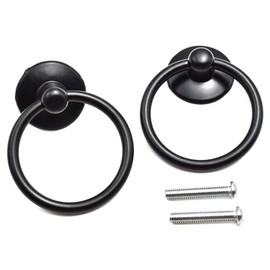 Aifeier ET Single Hole Metal Drop Ring Knobs Black Drawer Pull Handle for Cabinet, Dresser and Door (2 Pack)