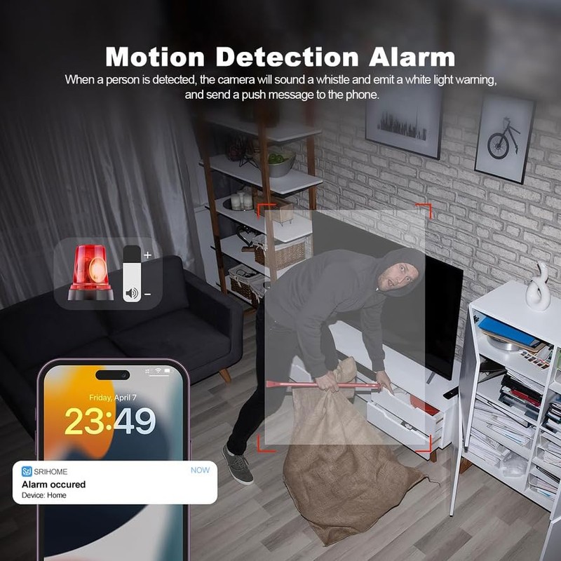 SRIHOME Security Camera 8MP 2.4GHz/5GHz WiFi Surveillance PTZ IP Camera