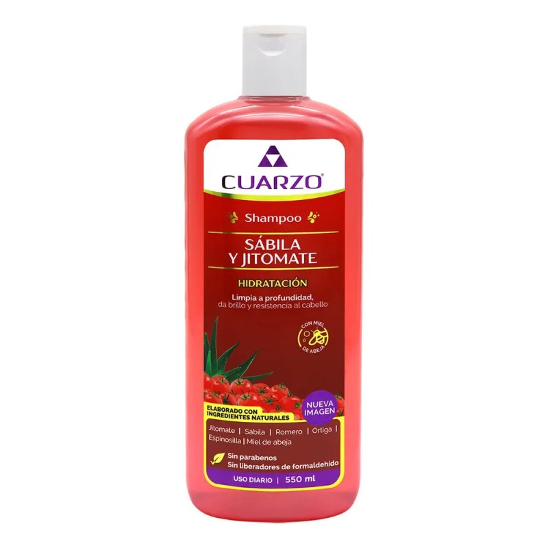 Shampoo Sabila Y Jitomate Para Cabello 550 Ml Cuarzo Natural
