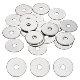 sourcing map 40 Pcs M4 304 Stainless Steel Flat Washers Round Flat Spacers for Screws, Bolts, Plumbing, Automotive, DIY, Electrical Device 4.4mm ID 20mm OD 1mm Thick
