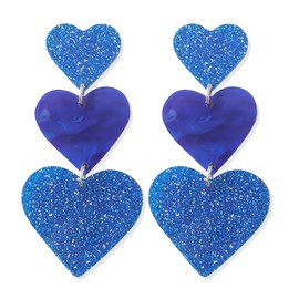 Adoshine Blue Heart Earrings Dangle Earrings Acrylic Cute BlingBling Rave Earrings Concert Outfit Heart Shaped Earrings Women Gift