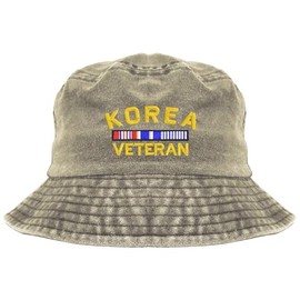 Korea veteran embroidered bucket hat, cool gift, Khaki bucket hat