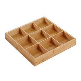Divided Wooden Tray, Environmental Friendly Wooden Serving Tray for Sushi Plate (9 Compartments)