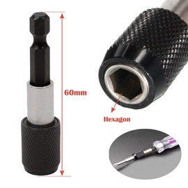 Bestgle 3 Pieces Magnetic Extension Chuck Adapter, 1/4 Inch Hex Shank Quick Release Bar Socket Screwdriver Bit Holder Kit Self-Locking Extension Rod for DIY Woodworking Extending, 60mm Length