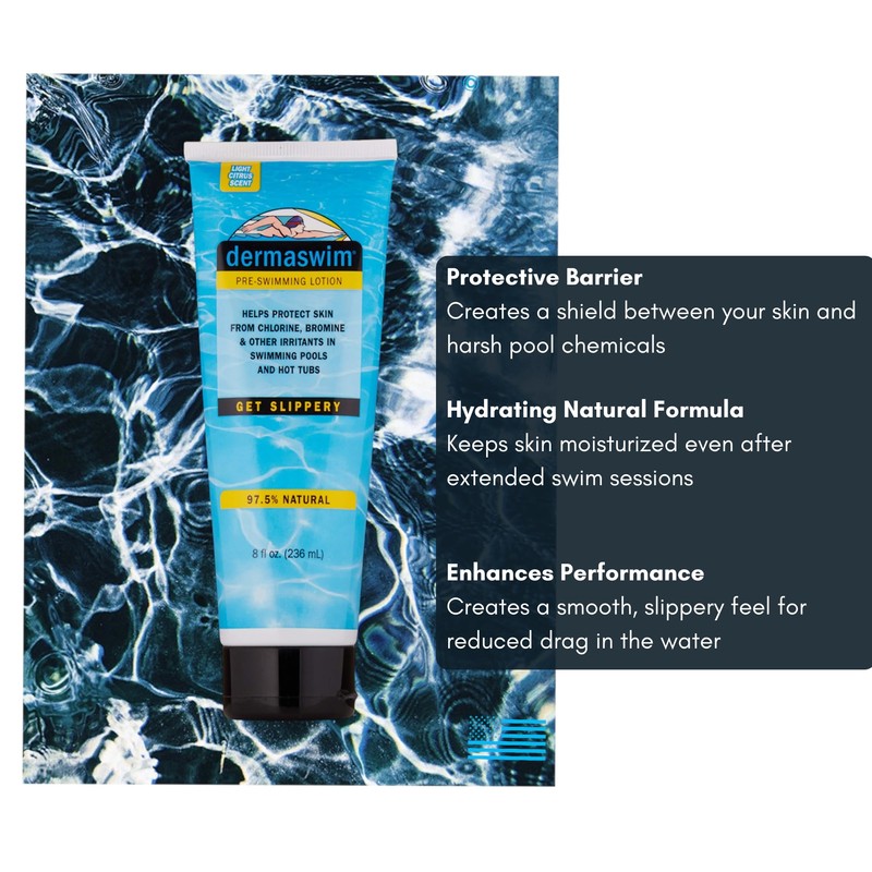 DERMASWIM Pre-Swim Lotion for Chlorine Protection – 8 fl oz