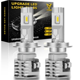 VIMEN LED Headlight for Cars, H7, Compatible with Vehicle Inspections, Integrated H7 LED Bulb, 6,500K White, High Brightness, LED Chip, Fanless, Match with Genuine Halogen, Flash Point, Instant