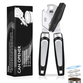 Luoqun88 Can Opener, 3 in 1 Stainless Steel Tin Openers, Heavy-Duty Manual Can Openers with Non-Slip Handle, Smooth Edge & Space-Efficient Wall-Mountable Design - A Durable Kitchen Tool (Black)