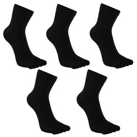 TEENLOVEME Men's Toe Socks Cotton Men Five Fingers Socks Sport Running Toe 5 Pairs, Black-5 Pairs