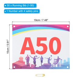 PATIKIL Tearproof Running Bib Numbers 7x6 Inch, 1-50 Shadow Waterproof Race Competitor Numbers with Safety Pin for Marathon Sports Game Competition Runner