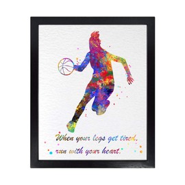 Dignovel Studios Unframed 8X10 Basketball Girl When Your Legs Get Tired Motivational Watercolor Art Wedding Housewarming Nursery Kids Wall Art Giclee Office Home Decor Wall Hanging DN521
