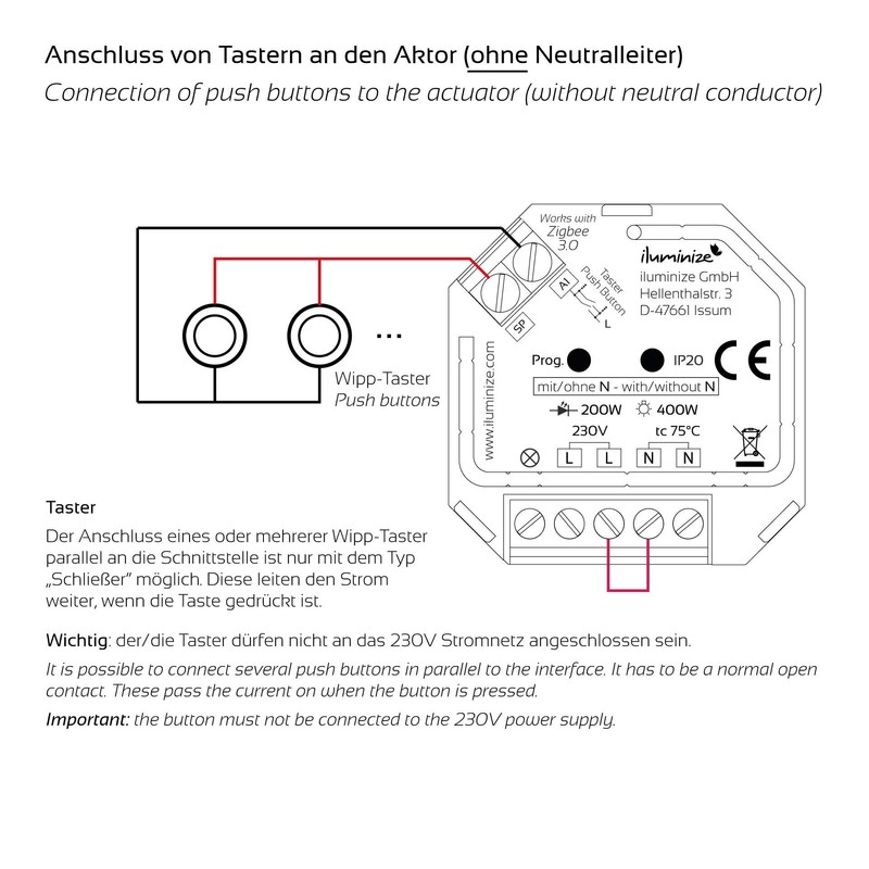 Set: without N conductor - iluminize Zigbee 3.0 switch actuator
