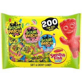 Sour Patch Kids and Swedish Fish Mini Soft and Chewy Candy Variety (200 Count)