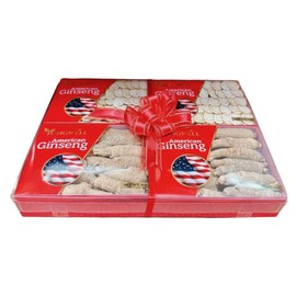 Ginseng Gift Box Set - 2 Boxes American A Grade Ginseng Slice (4oz), 2 Boxes American A Grade Medium Long (4oz)