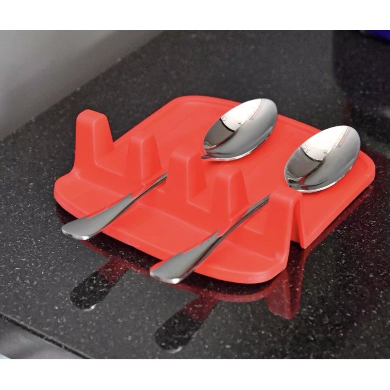 Kitchen Discovery Silicone Spoon Rest BPA Free RED